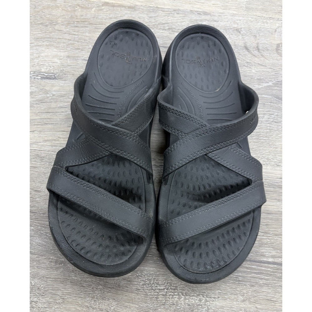 Nuusol Women Hailey Slide Sandal Black Size 8 Lightweight Foam Sandals Used
